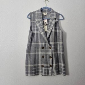 Gray Marled  Plaid Women's Vest Sz L